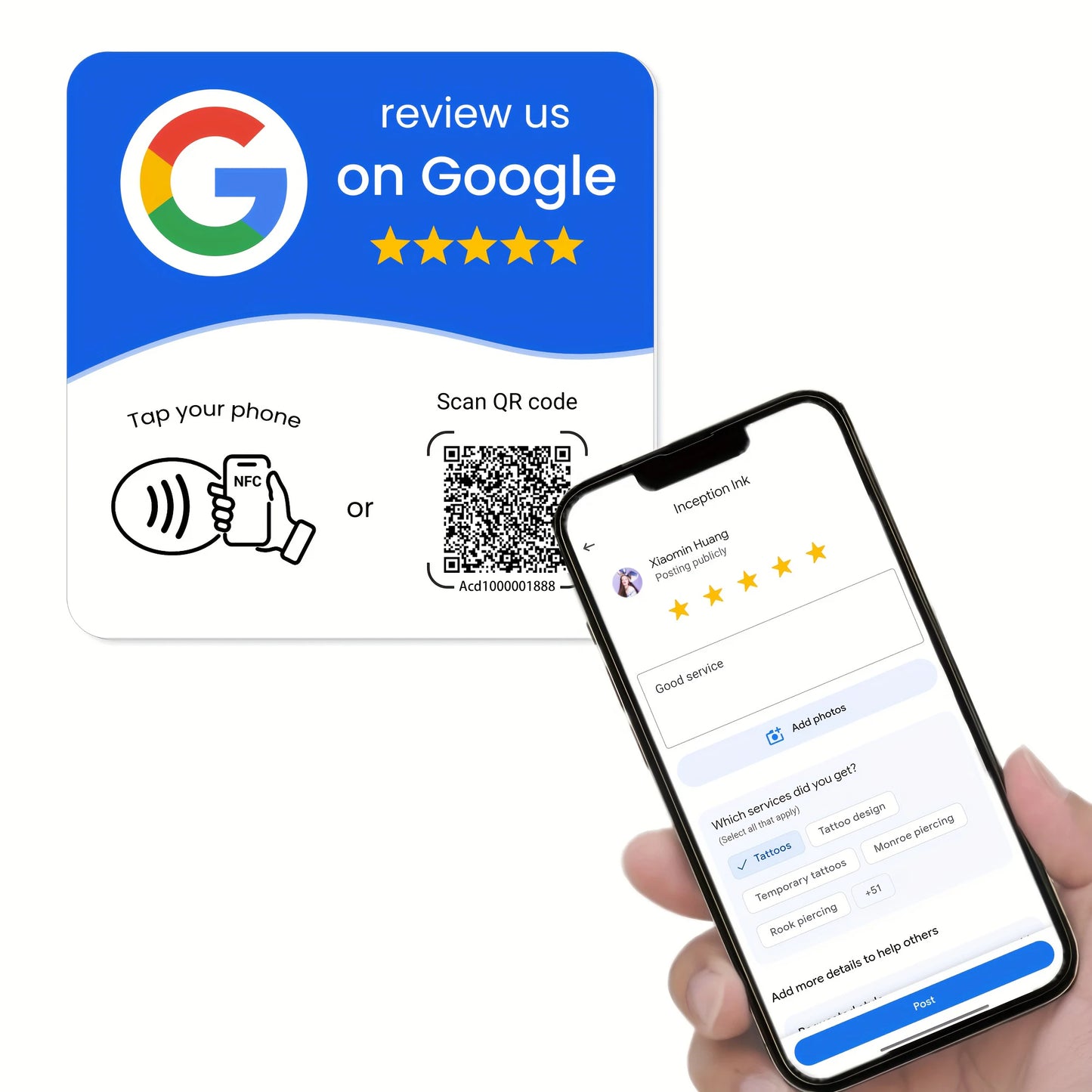 Google Review Plate NFC & QR Code